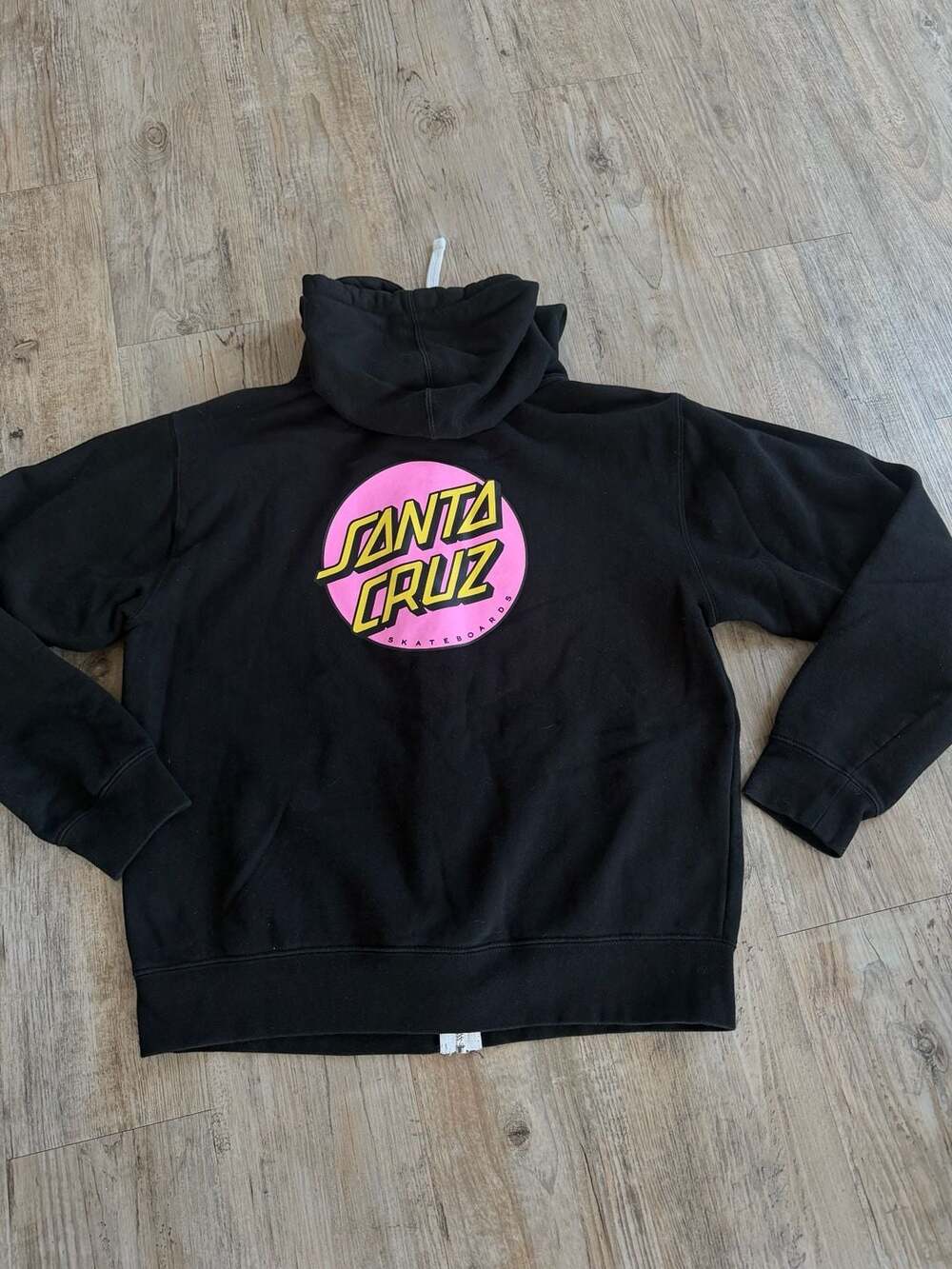 Santa Cruz Pink Dot Logo Zip-Up Hoodie Black Size L - Picture 5 of 5
